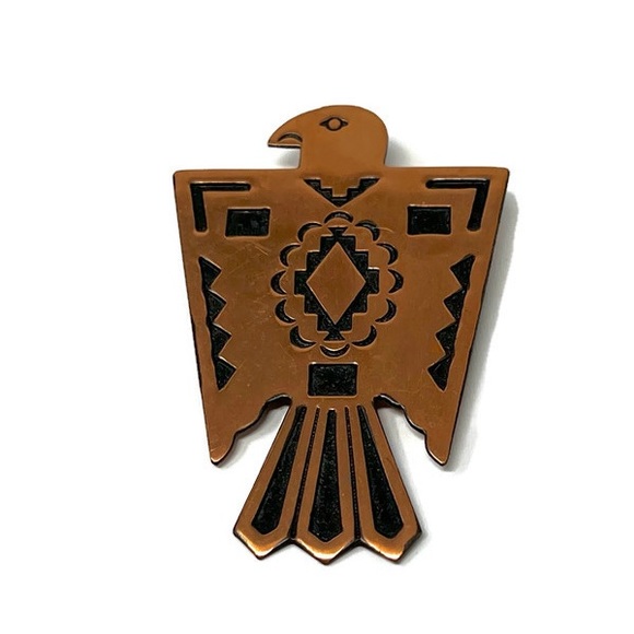 ✨VINTAGE✨Trading Post Copper Thunderbird Mid Century Southwest Brooch Pin - Picture 1 of 6